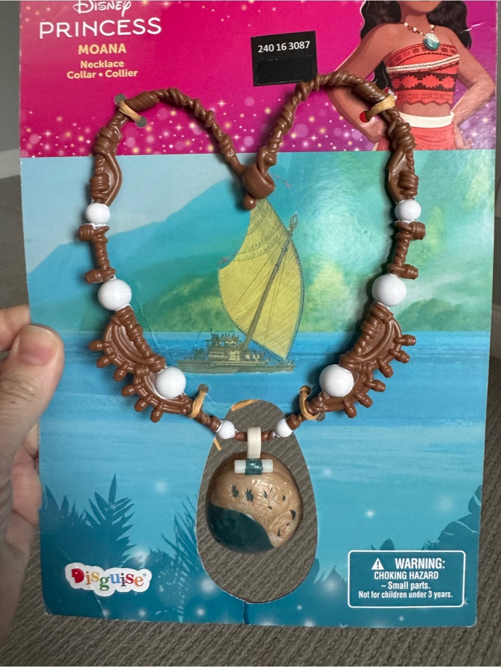 NWT Disney Princess Moana Brown Beaded Costume Necklace